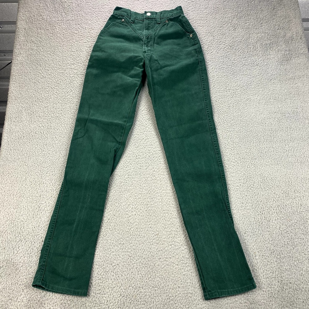 Vtg Ozark Mountain Jeans Womens 3/4-36" (22x34) Green High Rise Bareback Western